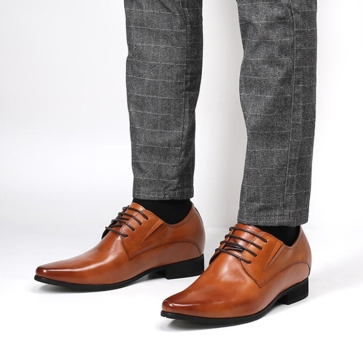 ZAPATOS CON ALZAS DE CUERO MARRÓN ANTONIO +8 CM
